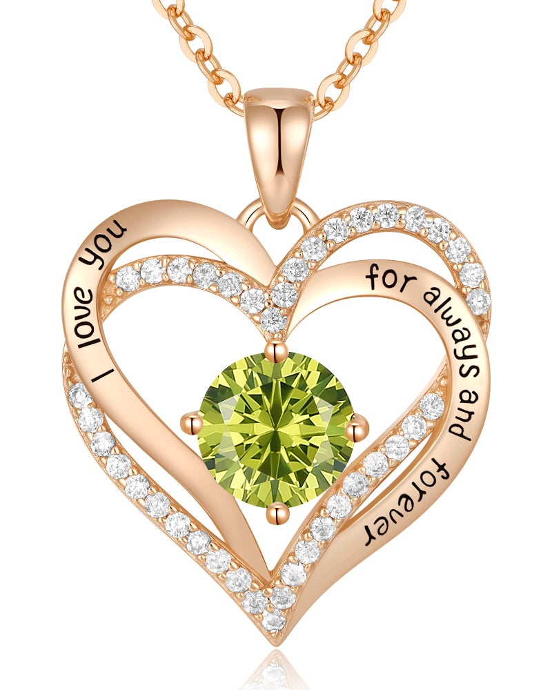 CDE Forever Love Heart Necklaces for Women, Wedding Anniversary, Birthday Mothers Day Gifts for Mom, Mother, Wife, Girlfriend, S925 Silver Jewelry with Birthstone Pendant - Image 1